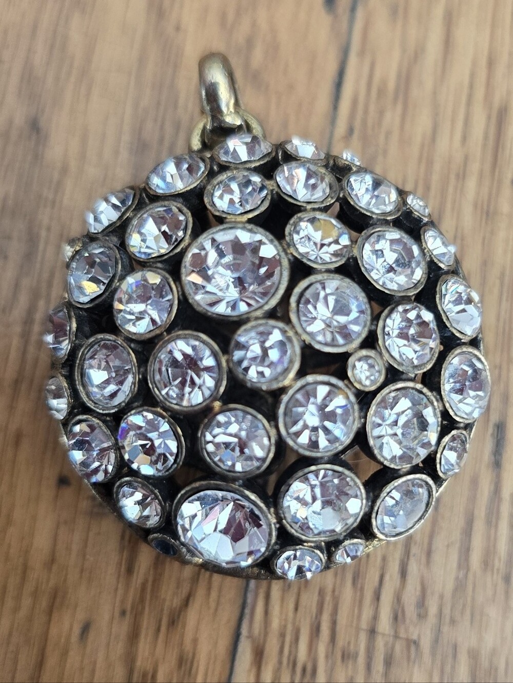 Vintage Lia Sophia Signed Sparkling Cut Crystals  Reversible Dome Pendant